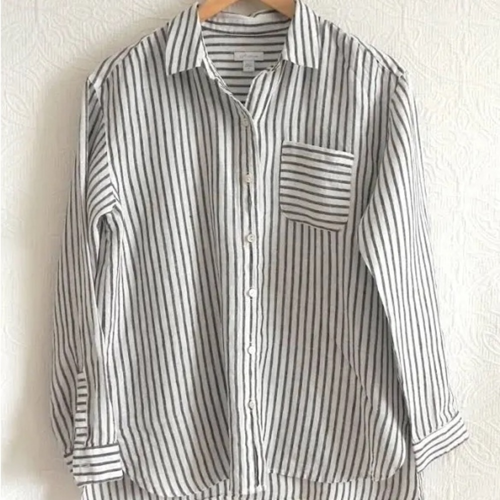 J Jill Love Linen women’s striped linen button down top